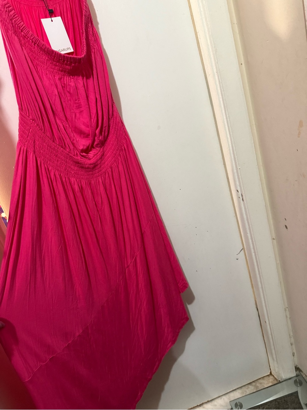 Sugarlips Hot Pink Smocked Halter Maxi Dress